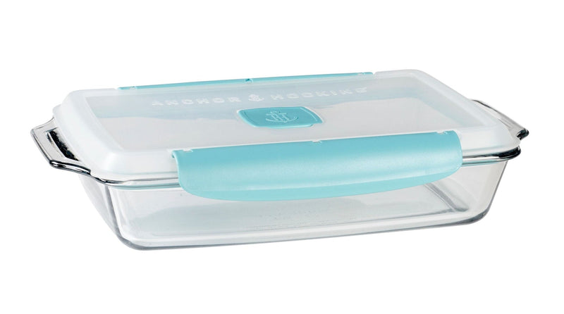 Rectangular Glass Bakeware Container with TrueLock Vented Locking Lid, 3-qt D3260