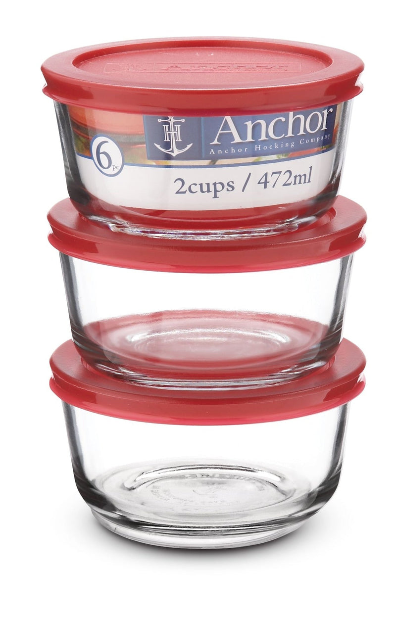 Round Glass Storage Container Set with Lids, 3 Count Z2242
