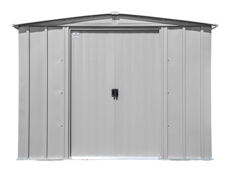 Classic 8x6-ft Flute Grey Galvanized Steel Storage Shed with Pitched Roof J1165