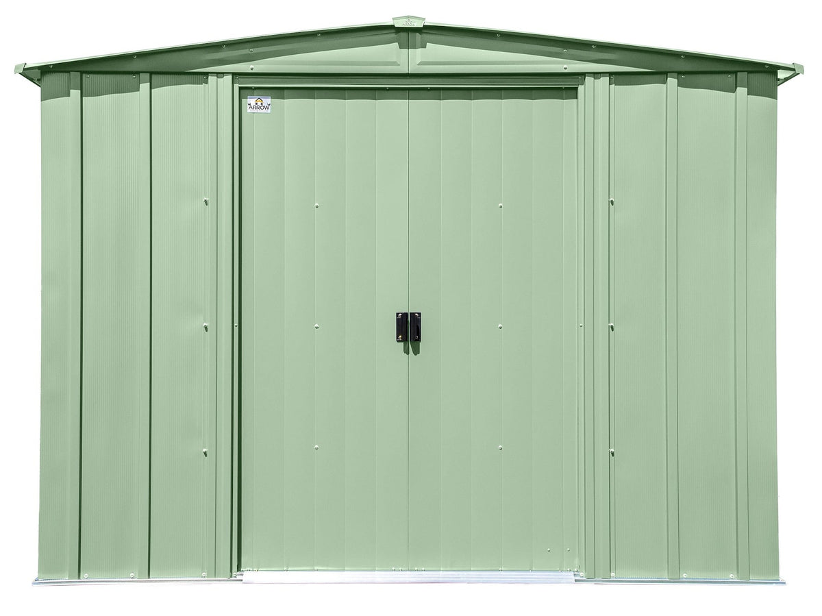 Classic Galvanized Steel Storage Shed, Sage Green, 8-ft x 6-ft