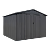 Double Swing Door Outdoor Metal Storage Shed with Sloped Roof, Charcoal, 10-ft x 10-ft