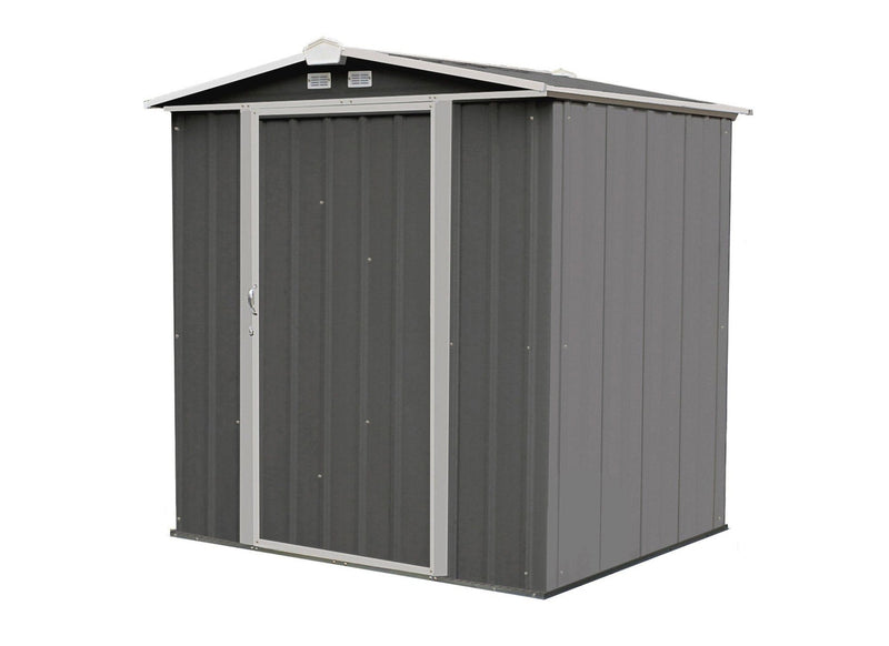 EZEE Galvanized Steel Storage Shed with Low Gable Roof, Charcoal/Cream, 6-ft x 5-ft Q1220