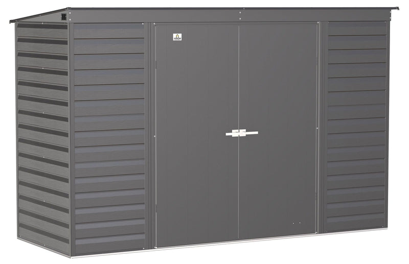 Select Galvanized Steel Storage Shed, Charcoal, 10-ft x 4-ft R9914