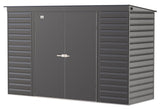 Select Galvanized Steel Storage Shed, Charcoal, 10-ft x 4-ft