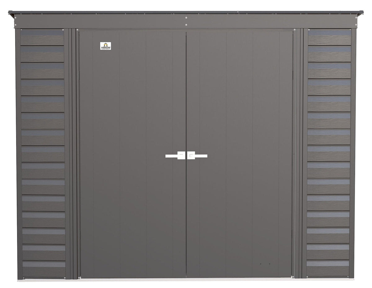 Select Galvanized Steel Storage Shed, Charcoal, 8-ft x 4-ft
