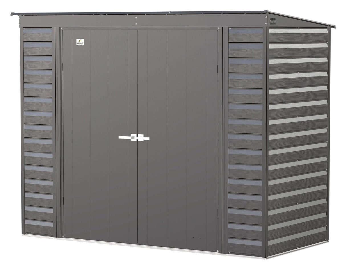 Select Galvanized Steel Storage Shed, Charcoal, 8-ft x 4-ft
