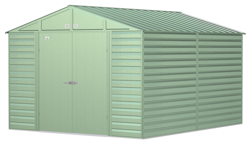 Select Galvanized Steel Storage Shed, Sage Green, 10-ft x 12-ft J5198