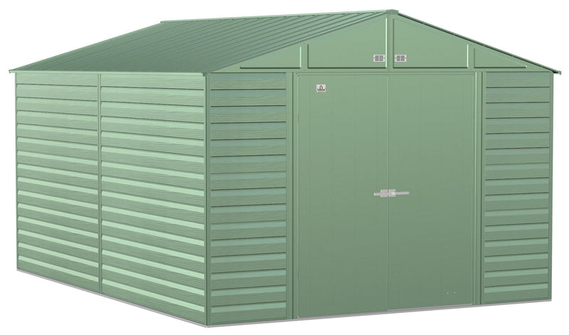 Select Galvanized Steel Storage Shed, Sage Green, 10-ft x 14-ft L7875