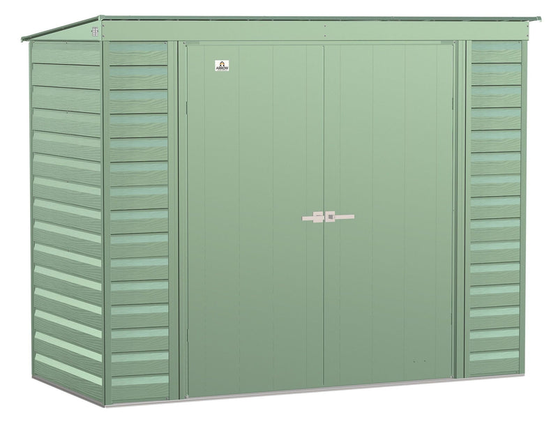 Select Galvanized Steel Storage Shed, Sage Green, 8-ft x 4-ft D8428
