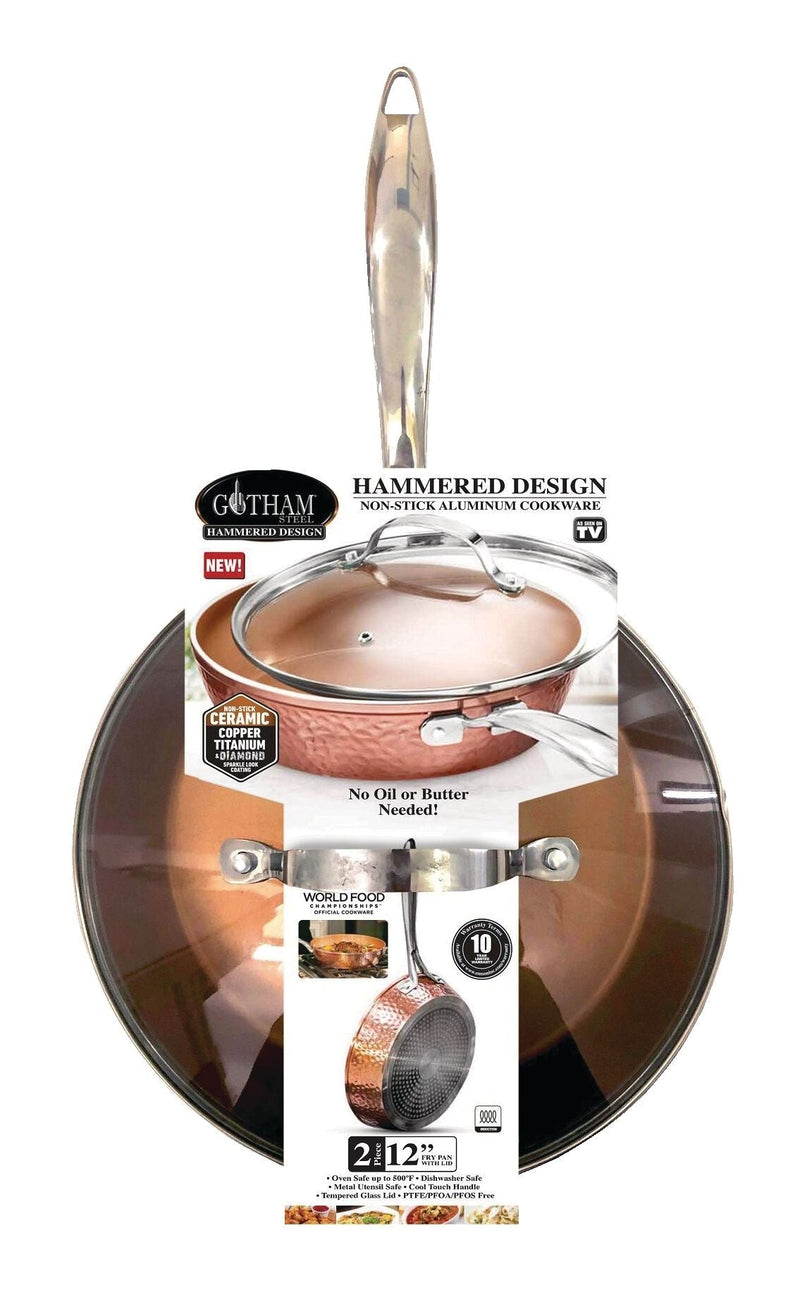 Hammered Diamond Pan with Lid, 12-in X0327