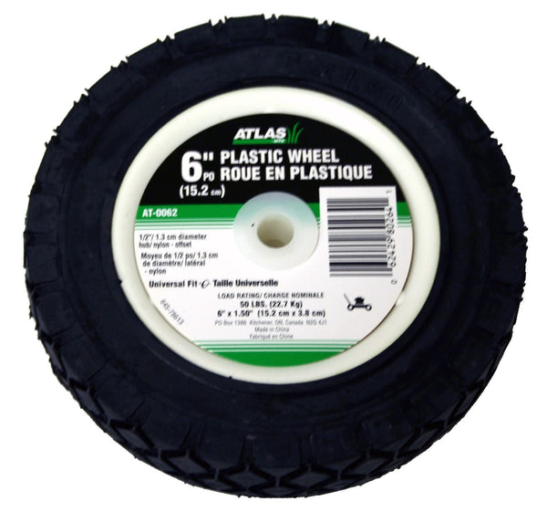 Lawn Mower Replacement Wheel, Wide Tread, 6-in x 1.5-in L6304