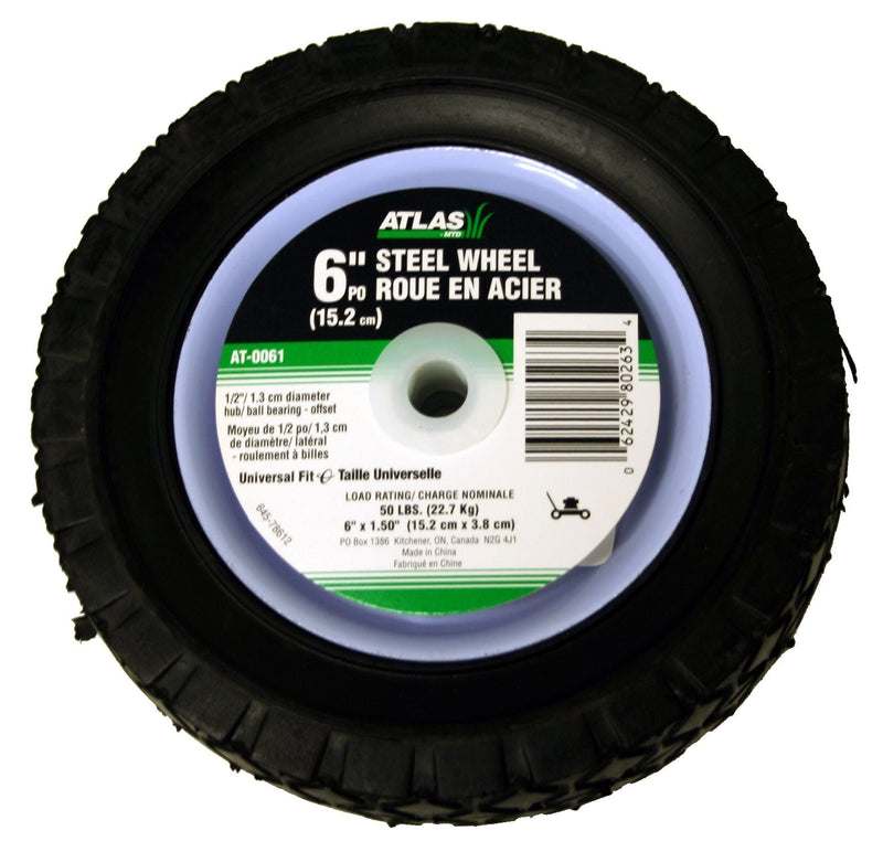 Steel Lawn Mower Wheel with Ball Bearings, 6-in x 1.5-in W767