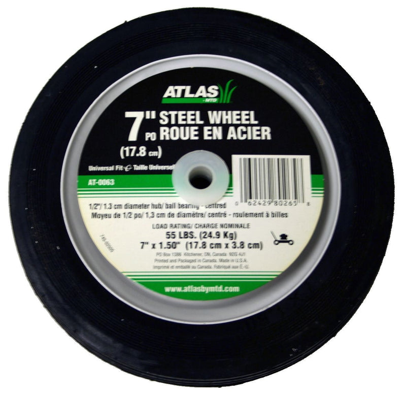 Steel Lawn Mower Wheel with Ball Bearings, 7-in x 1.5-in D6607