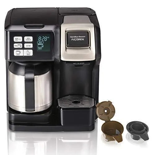 FlexBrew Thermal Coffee Maker, Single Serve & Full Pot, Compatible with K-Cup Pods or Grounds, Programmable, Black and Stainless (49966) N5133