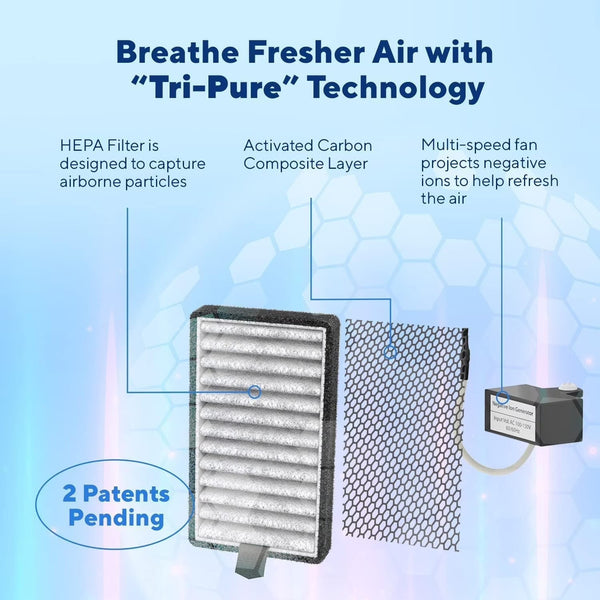 DSTx Portable Air Purifier - HEPA Filter, Plug-In Ionizer for Home, Bedroom, Pets, Smoke, Dust, and Odors R0283
