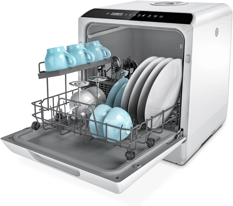 Countertop Dishwasher, 5 Washing Programs Portable Dishwasher With 5-Liter Built-in Water Tank For Glass Door N5259