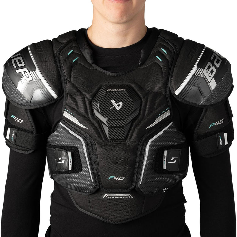 Supreme F40 Hockey Shoulder Pads, Intermediate, Black, Assorted Sizes R0303