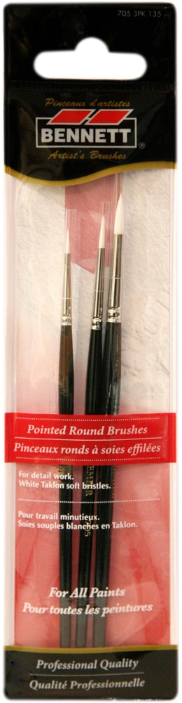 Professional Artist Pointed Round Tip Paint Brushes, 3-pk P7533