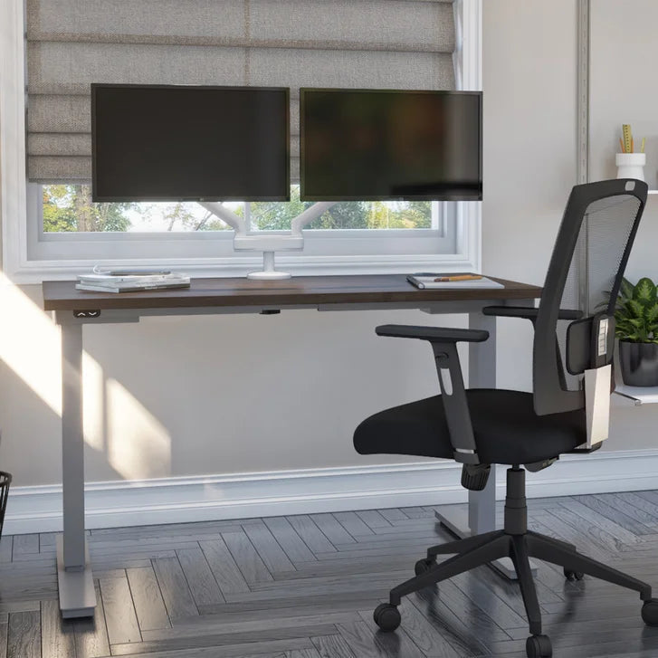 Bestar Upstand 61 cm x 122 cm (24 in. x 48 in.) Height Adjustable Desk with Dual Monitor Arm F5036