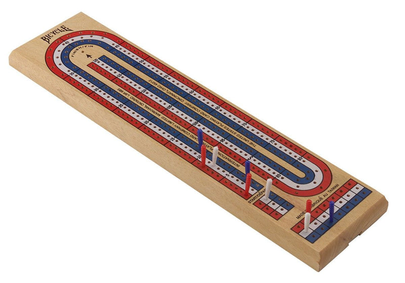 Bicycle 3-Track Color Coded Wooden Cribbage Board, Ages 14+ H2116