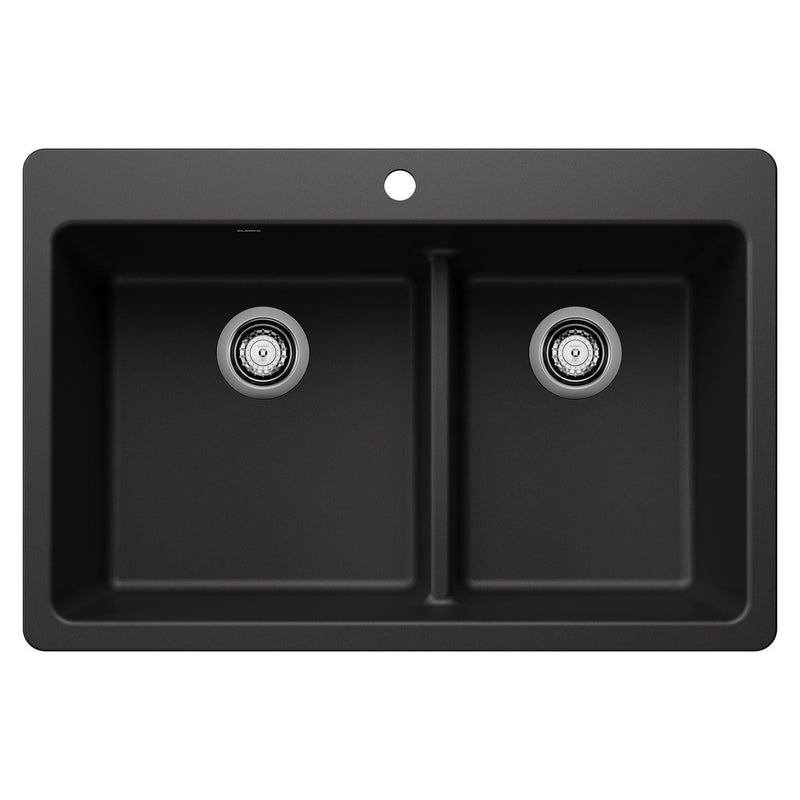 Dual Mount Kitchen Sink with Low Divide, Black, 33-in C4957