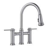 Empressa Pull-Down Dual-Spray Bridge Faucet, PVD Steel