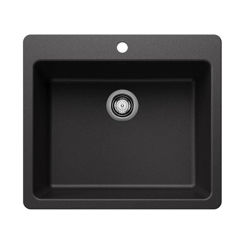 Liven 25-in Single Bowl Dual Mount Kitchen Sink, Anthracite K1508