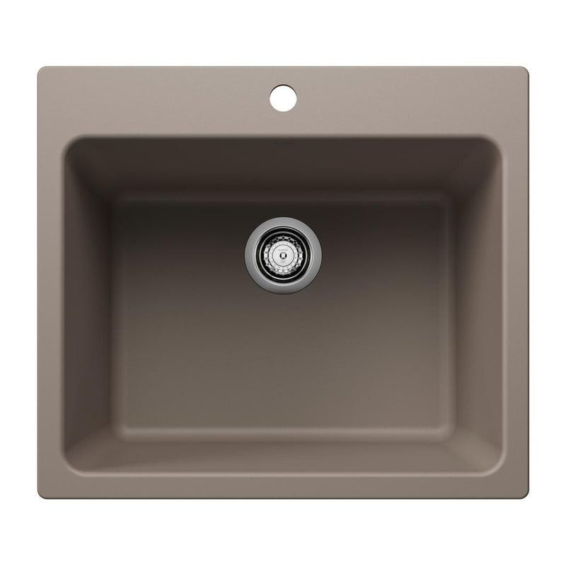 Liven 25-in Single Bowl Dual Mount Laundry Sink, Truffle N7917