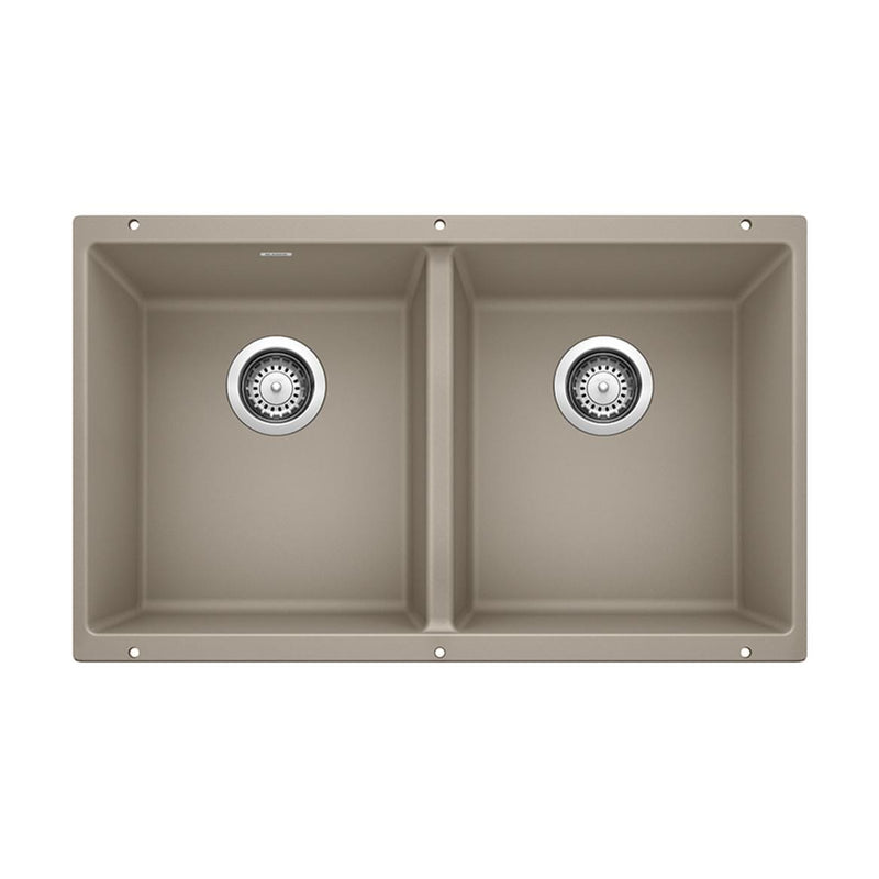 Precis 29-in 50/50 Double Bowl Undermount Kitchen Sink, Truffle E5687