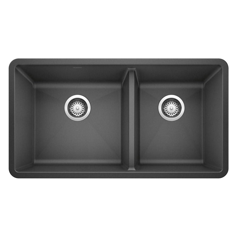 Precis 33-in 60/40 Double Bowl Undermount Kitchen Sink, Anthracite Q5713