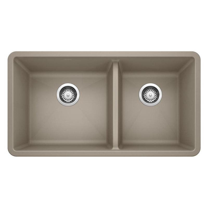 Precis 33-in 60/40 Double Bowl Undermount Kitchen Sink, Truffle A2339