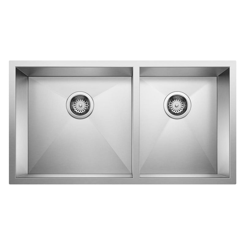 Quatrus R0 33-in 60/40 Double Bowl Undermount Stainless Kitchen Sink G1130