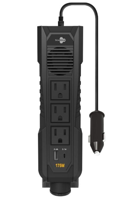 Power Inverter with USB Ports & Electrical Outlets, 175W S9734
