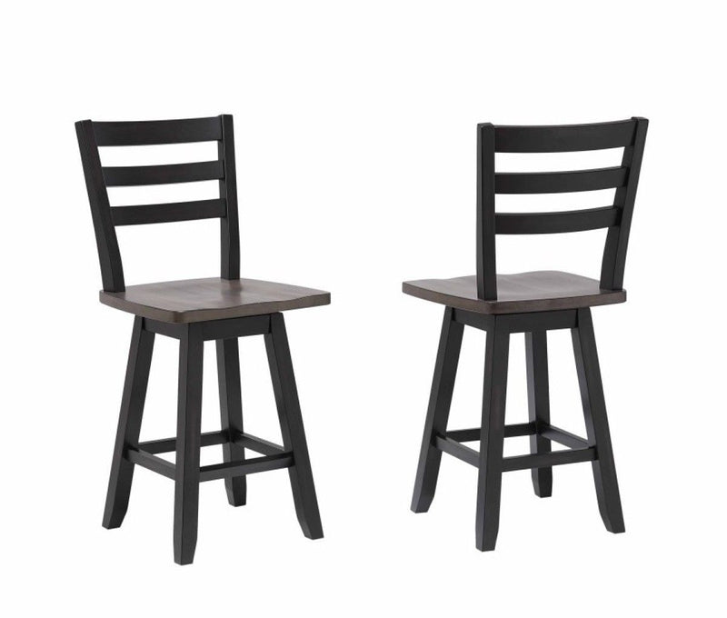 Aaron Oak/Dark Grey Swivel Counter/Bar Stool with Back Rest, 2-pc K1224