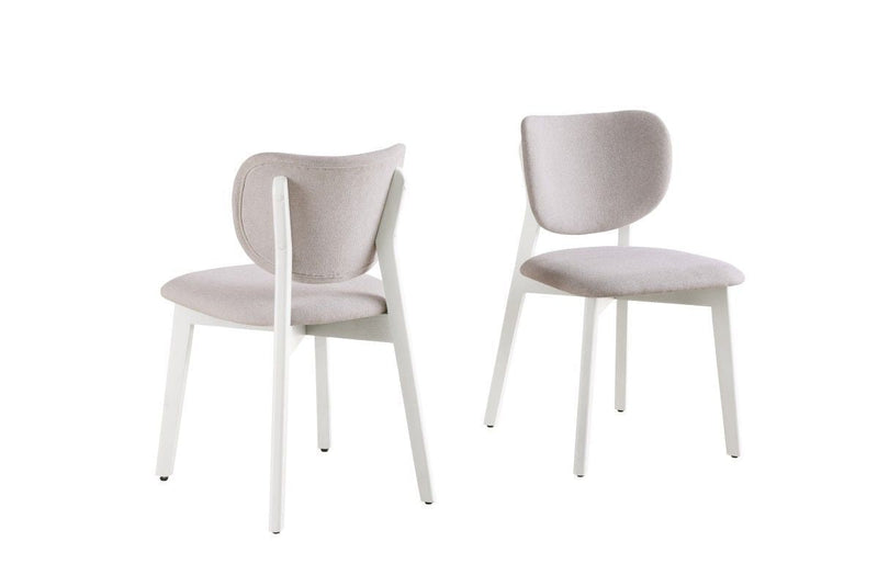 Dua Cream Fabric Upholstered Dining Chair with Curved Backrest, 2-pc S1247
