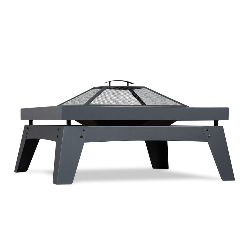 Breton Square Steel Wood Burning Fire Pit in Gray, 37-in T5824