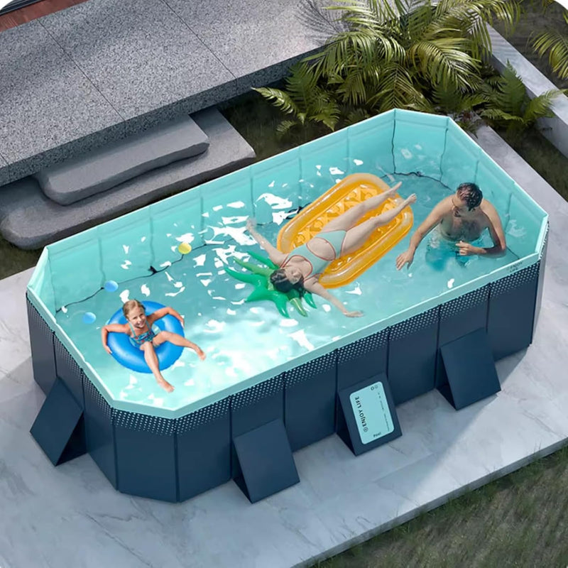 Pool Above Ground/Wood Frame Swimming Pools, 5feet/ 6foot/ 7ft/ 8ft/ 9ft/ 13ft Long Outdoor Mini Large Rectangular Pool for Indoor Outdoor Backyard Home, Toddler Adults Relax Pool (Size: 1.6x1.2x0. J3210