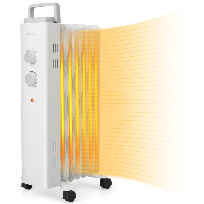 1500W Oil Filled Space Heater Electric Oil Radiant Heater w/ Safety Protection P4094