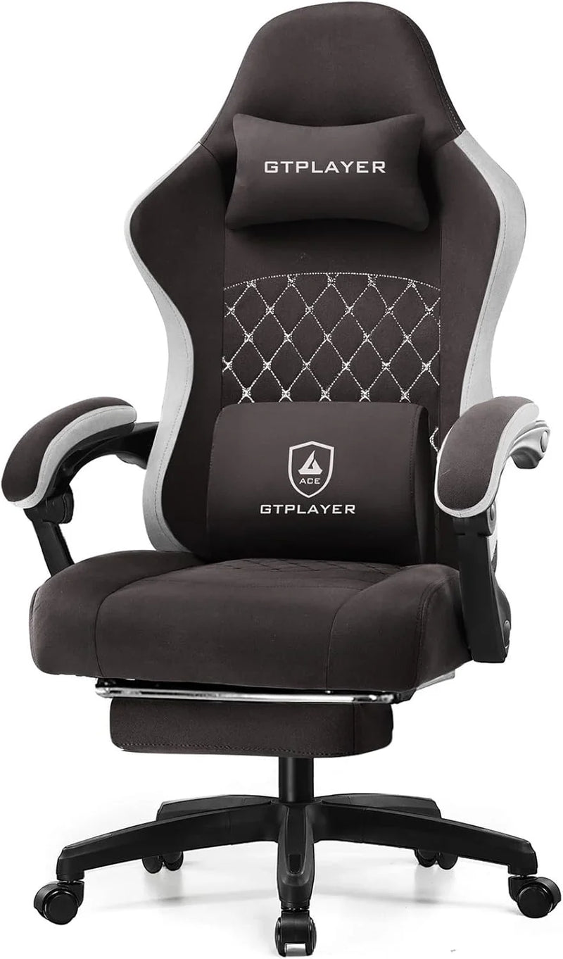 Gaming Chair, Computer Office Chair with Pocket Spring Cushion, Linkage Armrests and Footrest, High Back Ergonomic Computer Chair with Lumbar Support Task Chair with Footrest T2436