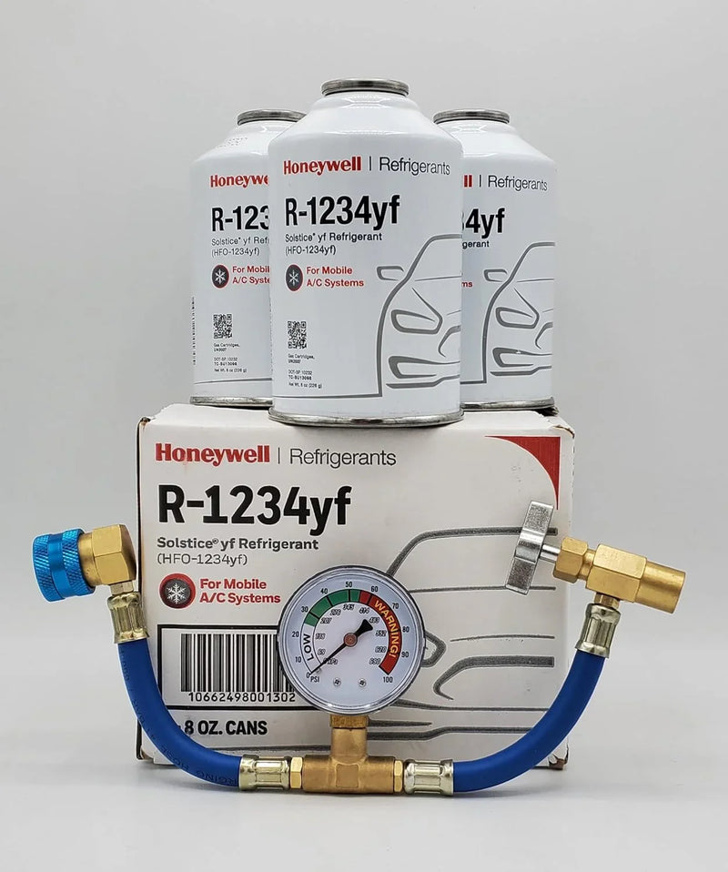 Refrigerant (3 Freon Cans) & HD Brass Can Tap with Gauge-Honey Well Z1276