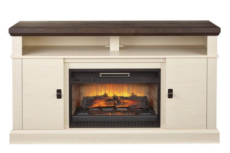 Ashcroft Media Console Electric Fireplace TV Stand, 60-in, 1400W, Includes Remote Control, White F5556