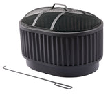 Barbeau Oval Outdoor Fluted Wood Firepit, 28-in, Black