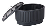 Barbeau Oval Outdoor Fluted Wood Firepit, 28-in, Black
