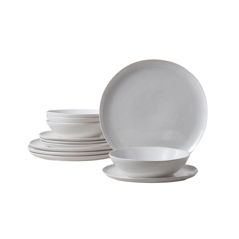 Bettina Glossy Stoneware Dinnerware Set, Serves 4, 12-pc, White Speckle N7762