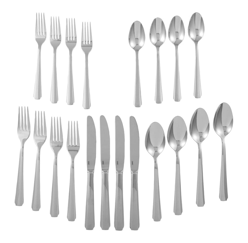 Bevelled Octagonal Flatware Set, Serves 4, 20-pc, with Mirror Finish V0074