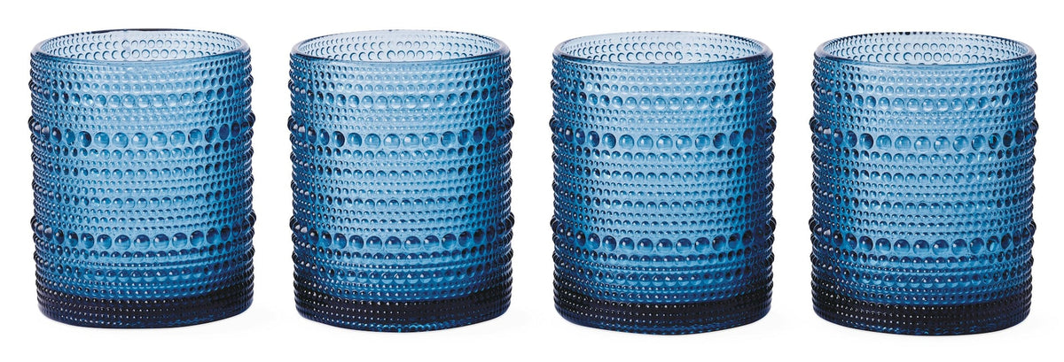 Blue Hobnail Glasses, Durable Glass Build, 4-pk