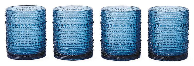 Blue Hobnail Glasses, Durable Glass Build, 4-pk E4404