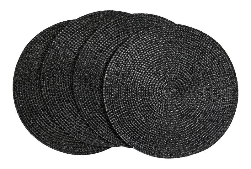 Braided Round Placemats, Black, 15-in Diameter, 4-pk R8570