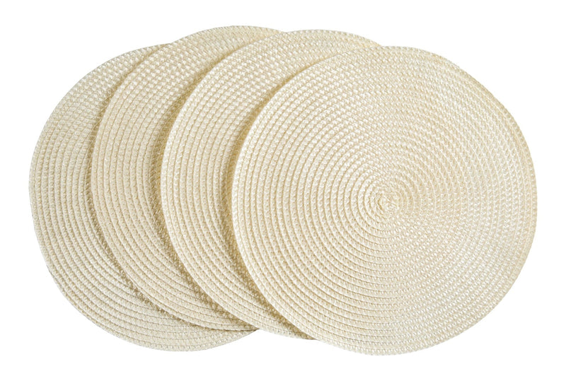 Braided Round Placemats, Cream, 4-pk F0424