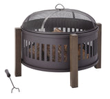 Campobello Round Wood Burning Outdoor Fire Bowl/Fire Pit, 31 x 24-in